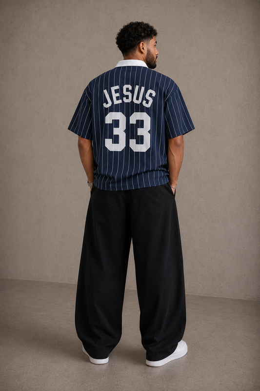 RTF Pinstripe Collared Soccer Jersey Shirt ( Dark Blue )